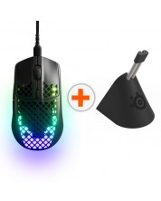 Set gaming SteelSeries - Aerox 3 2022 + Mouse Bungee, negru -1