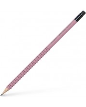 Creion de grafit Faber-Castell Grip - 2001, B, cu gumă de șters, roz -1