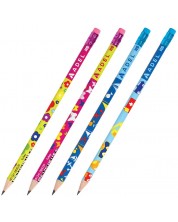 Creion grafit Adel Kids - HB, cu gumă, asortiment -1