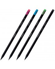 Creion grafit Adel Blackline Natural - 2B cu radiera, asortiment -1