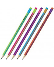 Creion grafit Berlingo - Fuze, HB, cu radieră, asortiment -1