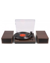 Gramofon Fenton - RP165D, cu difuzoare, manual, Bluetooth, maro