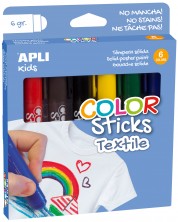 Set batoane guase APLI - Pentru material textil, 6 culori