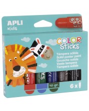 Set de vopsele pentru desen APLI Kids - Baton guasa, 6 culori pastelate