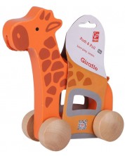 Jucarie pe roti din lemn - Girafa