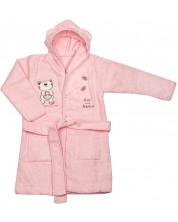 Halat de baie pentru copii cu glugă EKO - Bee and Bear, roz, 104 х 110 cm	 -1
