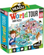 Puzzle educativ Headu - Ocolul pamantului, 108 piese -1