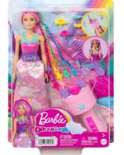 Set de joacă Barbie Dreamtopia - Păpușa pentru coafat cu accesorii -1