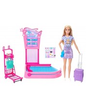 Set de joacă Barbie Family & Friends – Barbie Malibu și zona de preluare a bagajelor