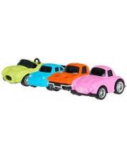 Set de jucării GT - Mașini cu inerție, verde, roz, portocaliu și albastru 
