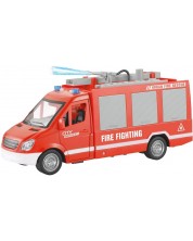 Jucărie pentru copii Raya Toys - Mașină de pompieri City Rescue cu scară, muzică și lumini