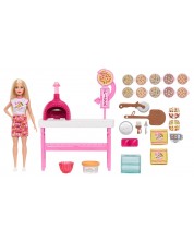 Set de joacă Barbie - Pizzerie, cu păpușă și 25 accesorii