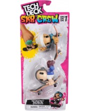 Set de joc Tech Deck SK8 Crew - Skateboard pentru degete cu figurine, gri/alb