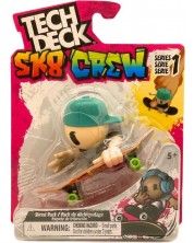 Set de joc Tech Deck SK8 Crew - Skateboard pentru degete cu figurină, cu pălărie verde -1