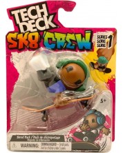 Set de joc Tech Deck SK8 Crew - Skateboard pentru degete cu figurină, cu căști verzi -1