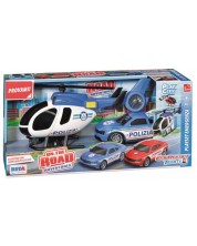 Set de joc RS Toys -Elicopter și mașină de poliție, cu sunete și lumini