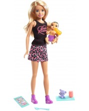 Set de joc Barbie Skipper - Baby-sitter Barbie cu păr blond