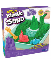 Set de joacă Kinetic Sand - Căsuță de nisip cu accesorii și nisip kinetic verde -1