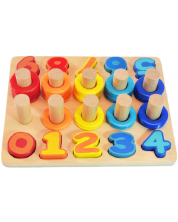 Set de joc Acool Toy - Tablă din lemn cu numere și inele -1