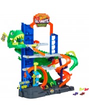 Set de joacă Hot Wheels City - Garaj Ultimate T-Rex, cu 2 mașini