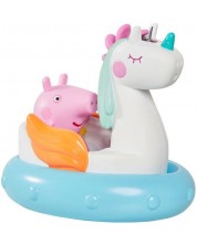 Jucărie de baie Tomy Toomies - Peppa Pig cu barcă cu unicorn -1