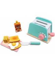 Set de joc Acool Toy - Prăjitor de pâine din lemn și produse pentru micul dejun, 8 piese -1