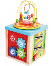 Jucărie interactivă Acool Toy - Cub educațional muzical din lemn -1