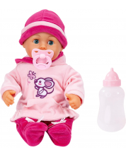 Bayer First Words Păpușă interactivă pentru bebeluși - Rochie roz cu șoricel, 38 cm -1