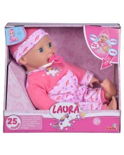Păpușă interactivă Simba - Laura Tickle Baby, cu 25 de sunete, 38 cm