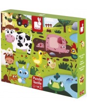 Puzzle tactil Janod de 20 piese - Animalele din ferma -1