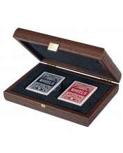 Cărți de joc Manopoulos, într-o cutie de lemn cu imprimeu din piele -1