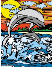 Tablou de colorat ColorVelvet - Delfini, 47 x 35 cm