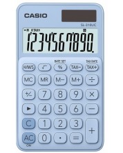Calculator Casio SL-1000SC de buzunar, 10 dgt, albastru deschis metalic