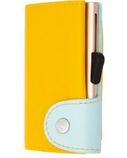 Husa pentru carduri C-Secure - Portofel cu buzunar pentru monede, galben și albastru