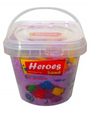 Nisip kinetic in galeata Heroes - Culoare violet, cu 6 figurine, 1000 g -1
