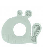 Inel gingival din silicon KikkaBoo - Whale, mint -1