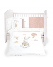 Set 6 piese cearsaf de pat pentru bebelusi Kikka Boo -Rabbits in Love, 60 х 120 cm -1