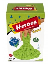 Nisip kinetic in cutie Heroes - Culoare verde, 500g -1
