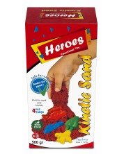 Nisip kinetic in cutie Heroes - Culoare rosu, cu 4 figurine -1