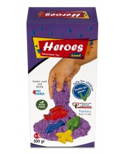 Nisip kinetic in cutie Heroes - Culoare violet, cu 4 figurine -1