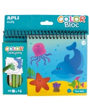 Carte de colorat Apli - Ocean, 45 pagini + 5 pasteluri -1