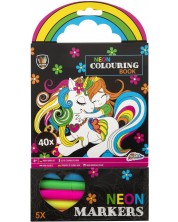 Carte de colorat Grafix - Cu 5 Markere Neon