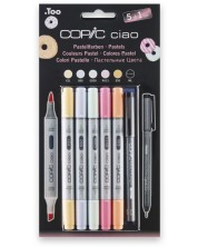 Set de markere  Too Copic Ciao - Nuante pastel, 5 culori + 1 negru multi liner, 0.3 mm -1