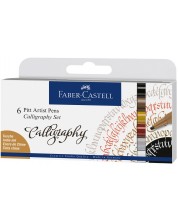 Set markere caligrafice Faber-Castell Pitt Artist - 6 culori
