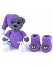 Set Softy - Ursulet cu pijamale si botosei, mov, 0-6 luni