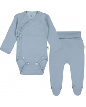 Set body și pantaloni Bio Baby - 2 piese, 74 cm, 6-9 luni, albastru -1