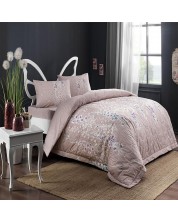 Set lenjerie de pat cu pătură TAC - Sarah, roz -1