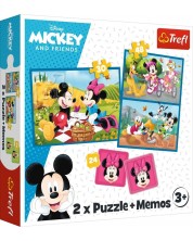 Set de puzzle și joc de memorie Trefl 2 în 1 - Mickey Mouse și prietenii -1
