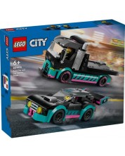 Constructor LEGO City - Mașină de curse și camion de transport auto (60406) -1
