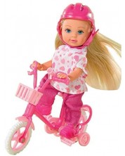 Set Simba Toys Evi Love - Evi, cu bicicleta roz si casca roz -1